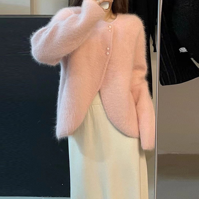 ジェントルスタイル レディース 秋冬 フレンチスイート スリミング 万能セーター カーディガン ハイウエストスカート ツーピースセット