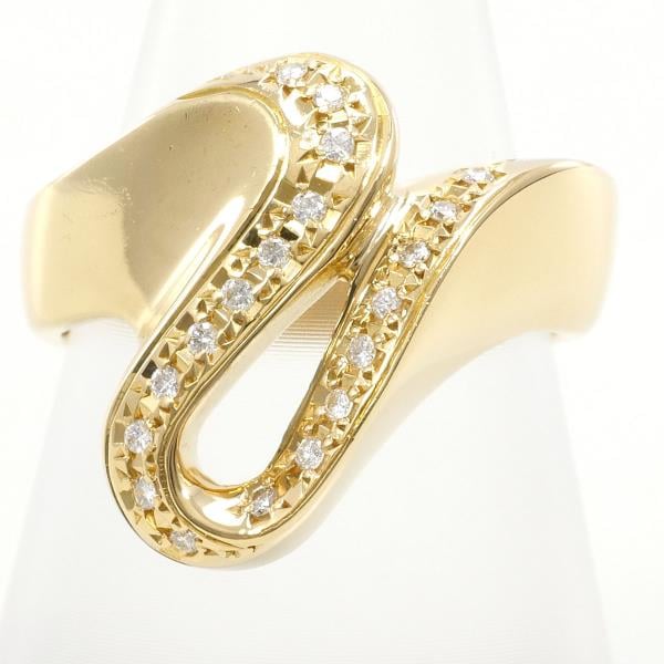 K18 18金 YG リング 指輪 13号 ダイヤ 0.11 カード鑑別書 ジュエリー 中古