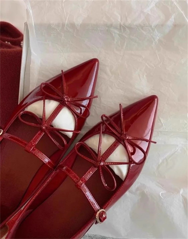 激安セール 女性用 リボン付き先細ソフトソールマリ筋浅口春夏モデル2025