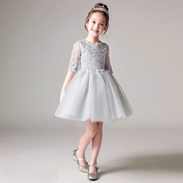 キッズ ドレス パーティー お姫様 ワンピース 子供 ドレス衣装 キッズ女の子 フォーマル キッズ 発表会 ステージ ピアノ発表会 グレー da306zec6kc/代引き・返品・交換・同梱不可