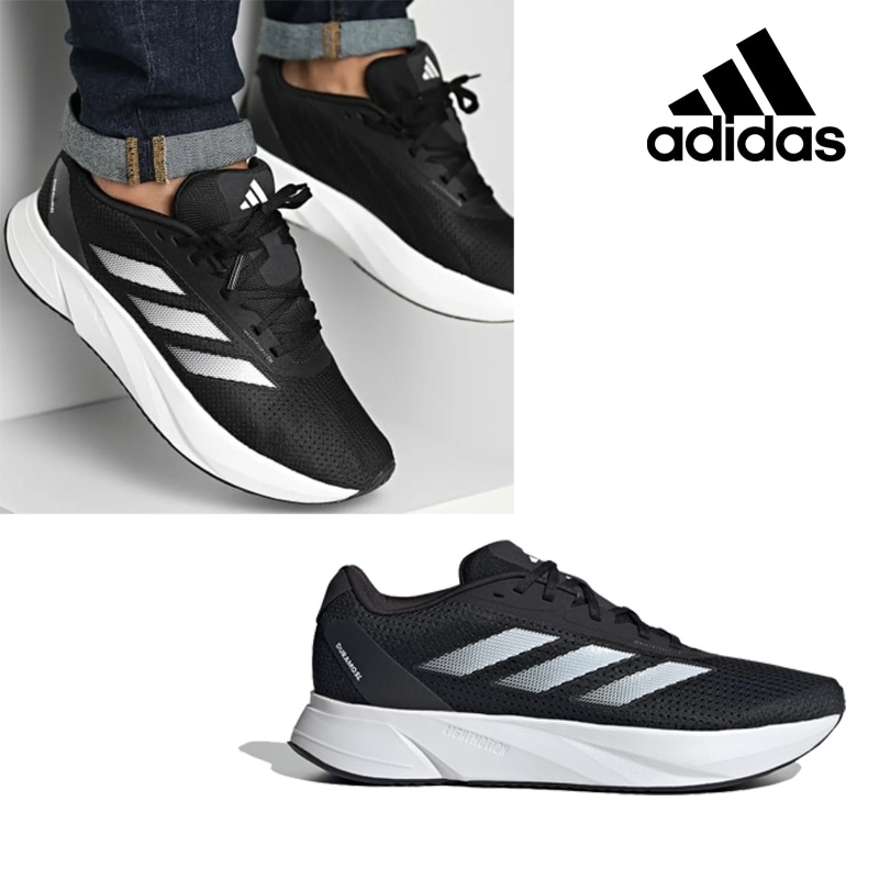 ID9849 Duramo SL Running Shoes 軽量クッションとメッシュ通気性で走りやすい 安定感ある履き心地 通学通勤やウォーキングに快適 ブラックで合わせやすい デイリーに使いやすい