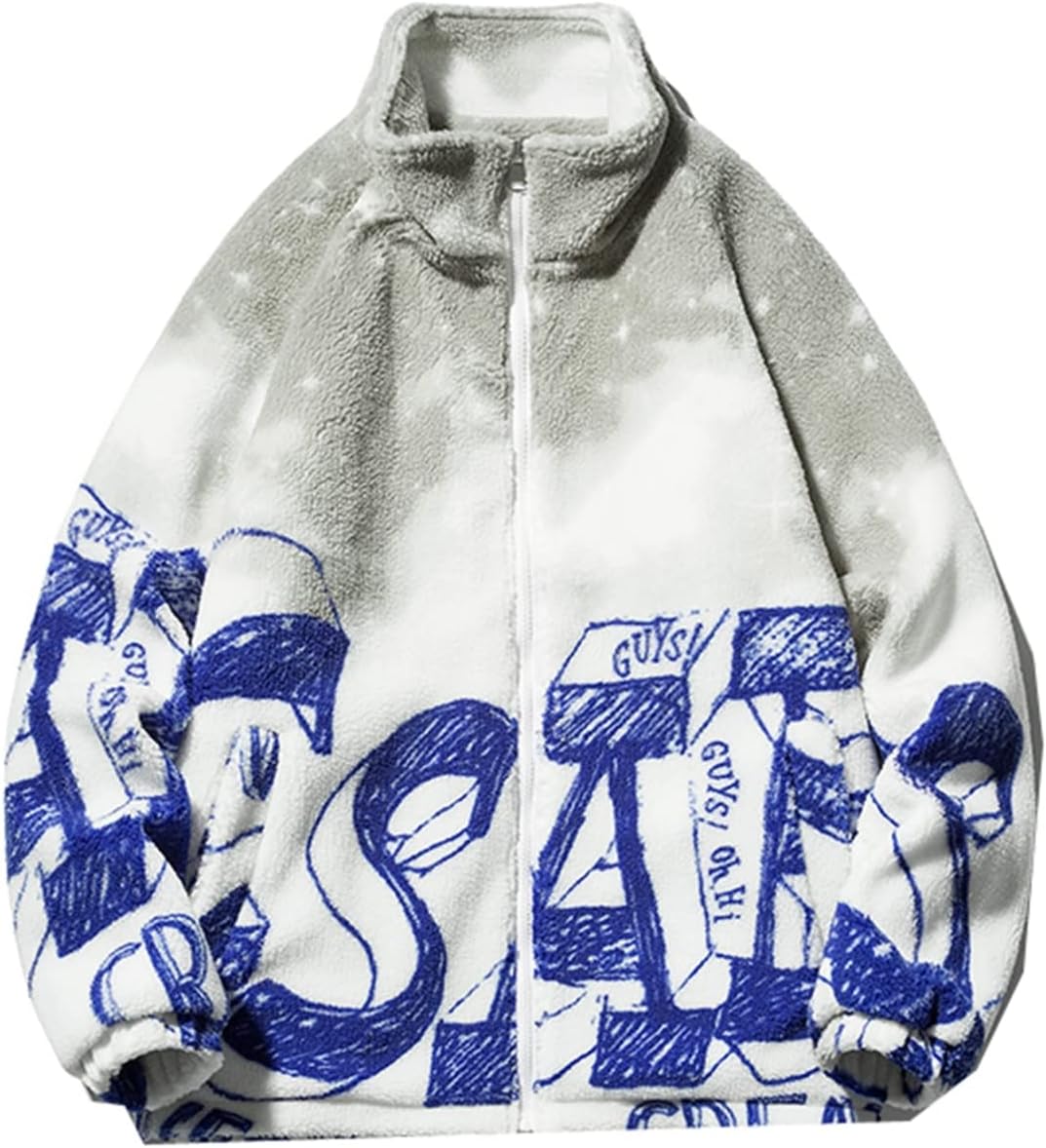 フルジップジャケット ペアルック メンズ レディース フリース ボア 秋冬着 スタジャン ブルゾン カップル 男女通用 ヒップポップ 恋人 英文柄 韓国風 綿服 アウター 防寒着 暖かい