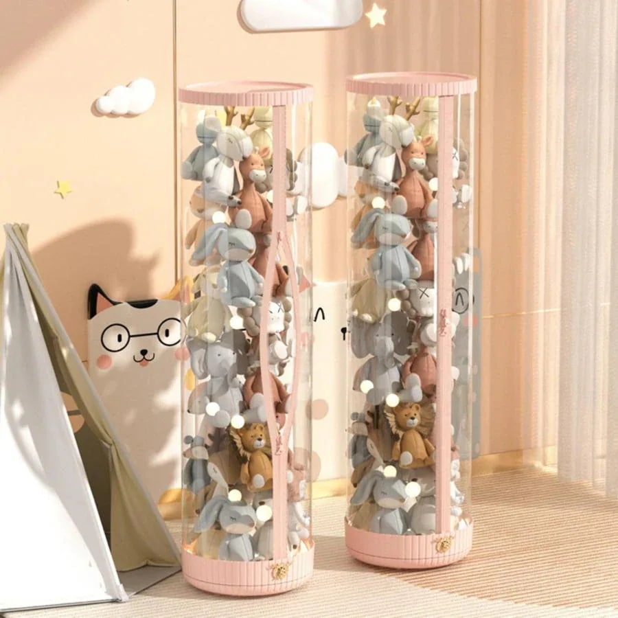 新入庫 ぬいぐるみ収納ケー ジッパータイプ 回転式 ぬいぐるみ収納桶 透明PET 円柱 ぬいぐるみ収納 大容量 陳列ケース 陳列棚 抱き枕 おもちゃ 収納ボックス ぬいぐるみ