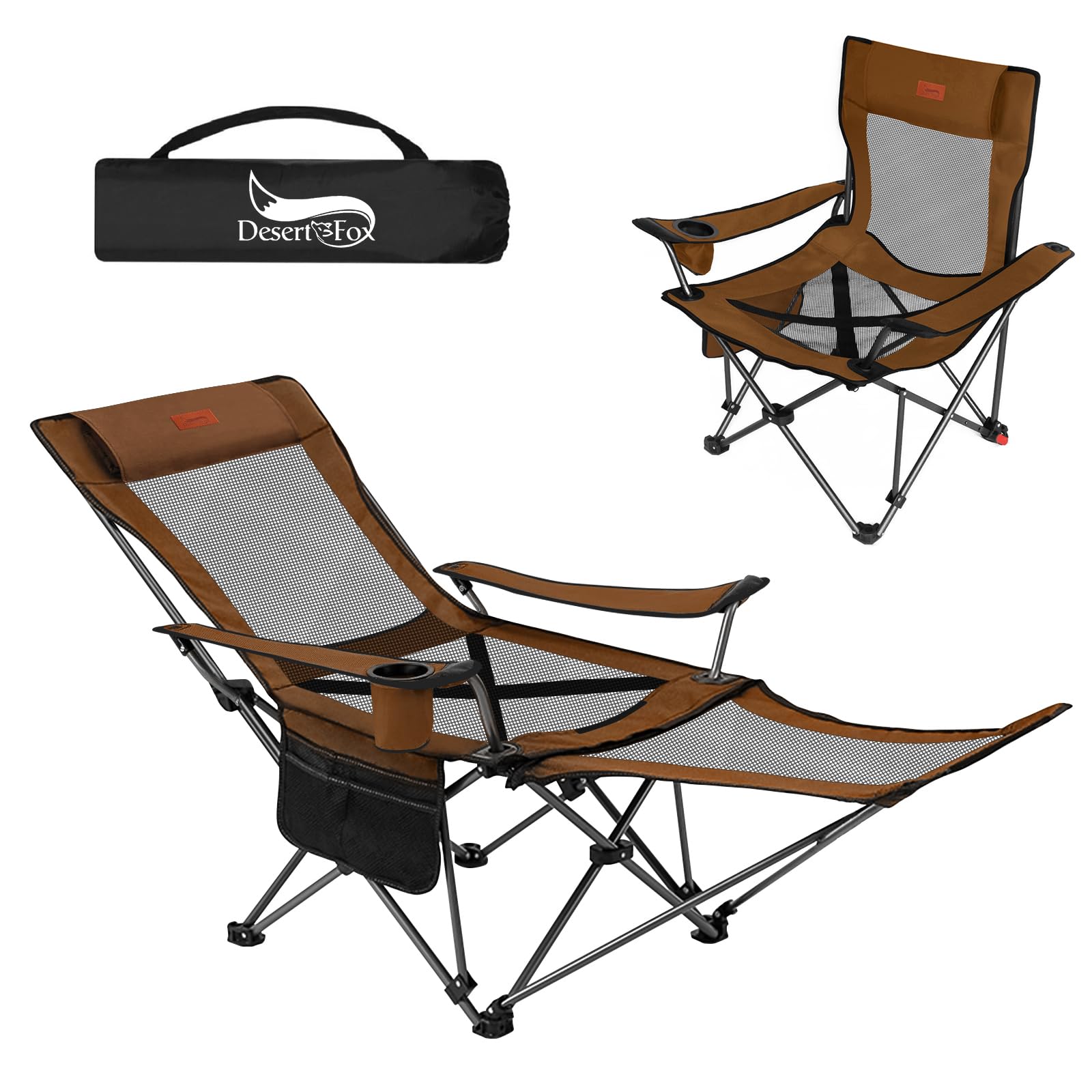 DesertFox リクライニングチェア キャンプ椅子 4way 仮眠 昼寝 4段階調整 四季適用 【メッシュと薄手コットを自由に切り替える】【耐荷重150kg】アウトドアチェア コンパクト 折りたた