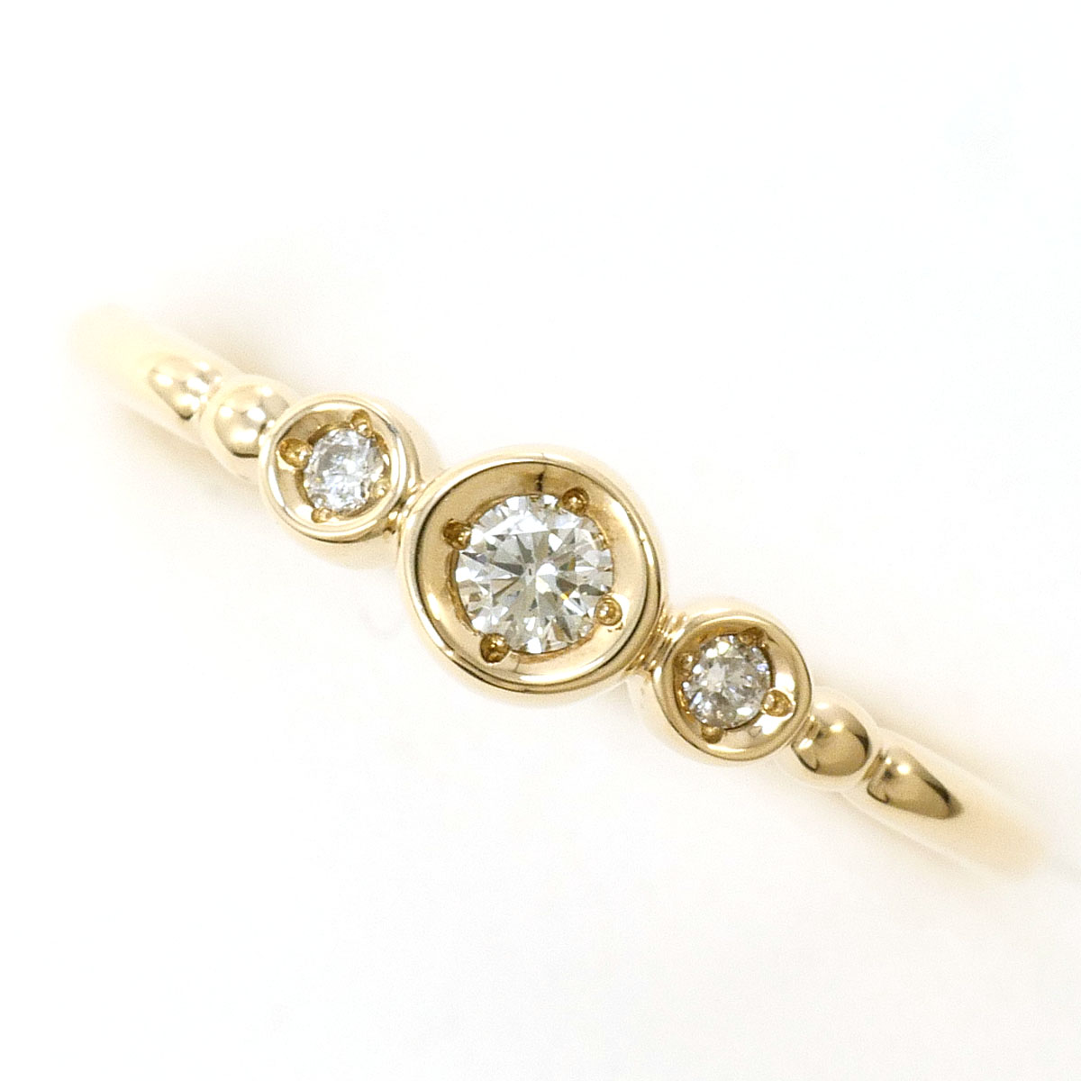 K10 10金 YG イエローゴールド リング・指輪 4号 ダイヤモンド 0.05 ct 総重量約1.2g 中古