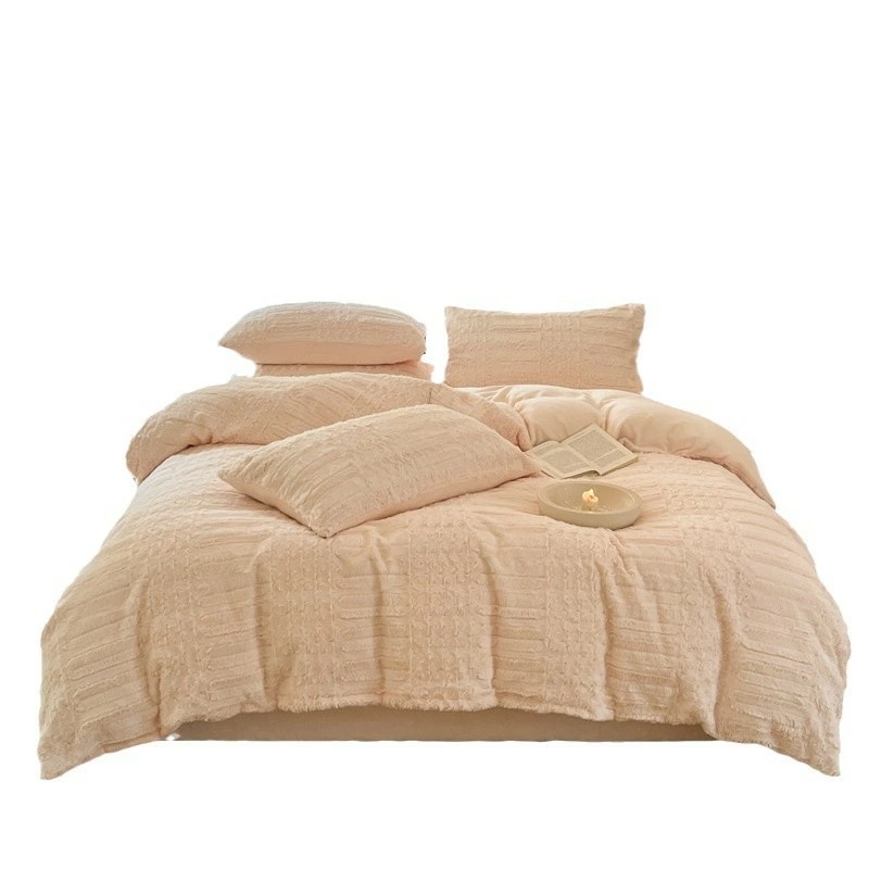 布団カバーセット 厚手 うさぎ毛 フランネル 冬用 暖かい 四点セット ベッドシーツ コーラルフリース