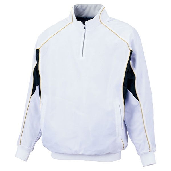 ゼット 野球ウエア 中綿ハーフジップジャンパー ホワイト×ブラク M BOV450A 1119