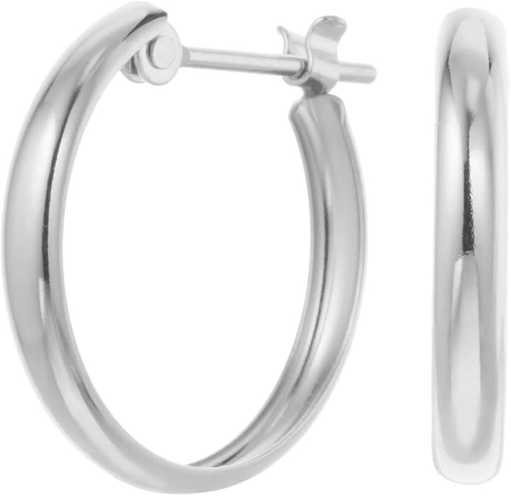 Piena ピエナK14WG ホワイトゴールド 甲丸 丸み フープ シンプル 日本製 縦14mm 横15.3mm ピアス レディース