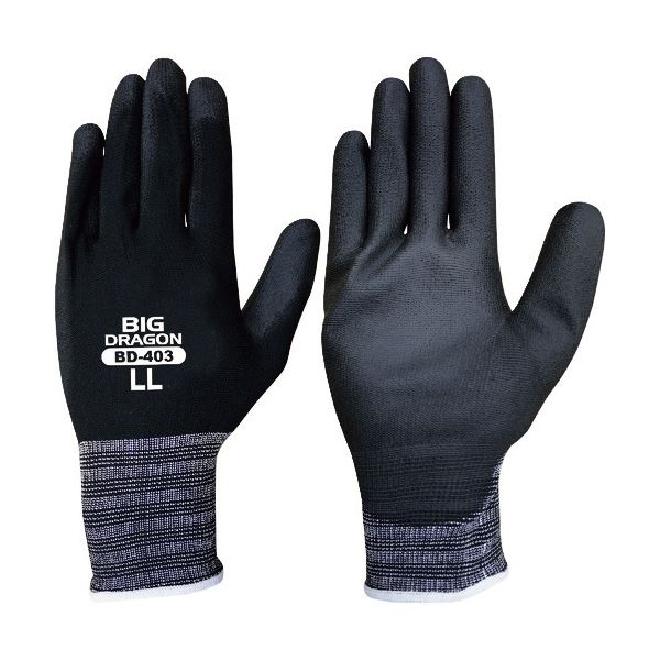 （まとめ）富士グローブ ウレタンゴールド BD-403 LL ブラック 1パック（10双）[x5]