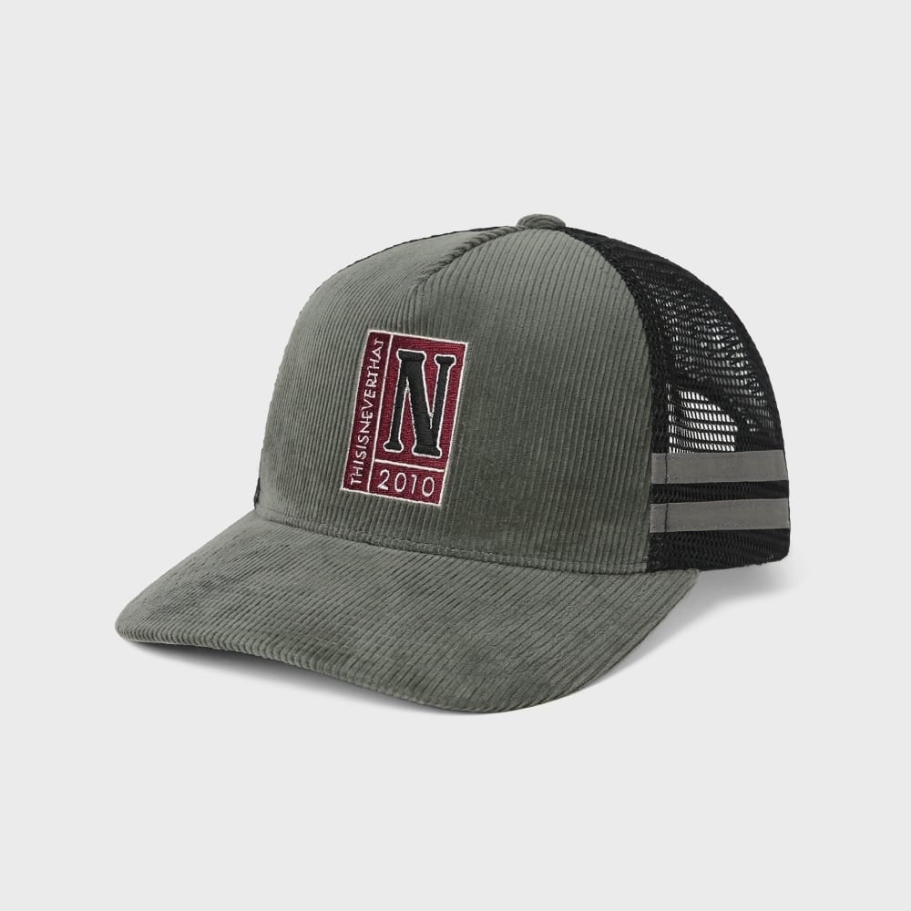 This In Never This N-Pin コーデュロイメッシュトラッカーキャップチャコール