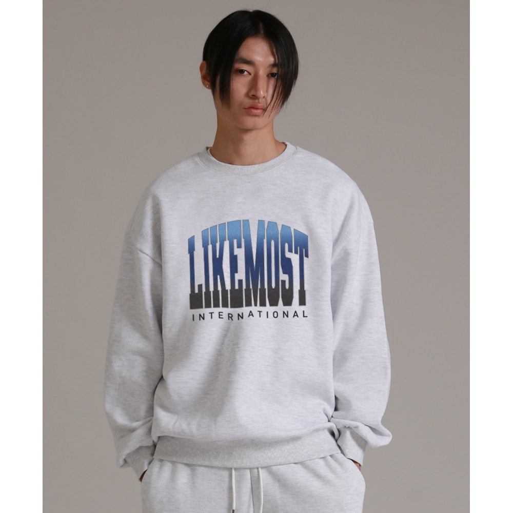 LIKE THE MOSTインターナショナルオーバーフィットスウェットシャツホワイトメランジ