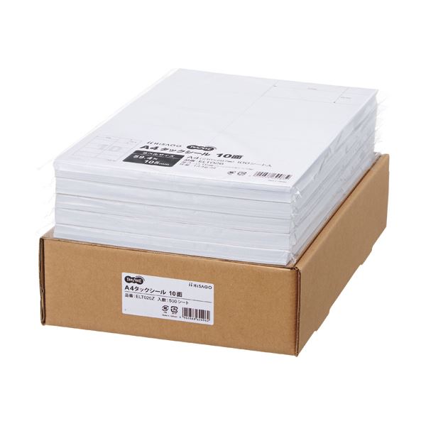 TANOSEE A4タックシール業務用パック 10面 10559.4mm 1箱(500シート:100シート5冊)