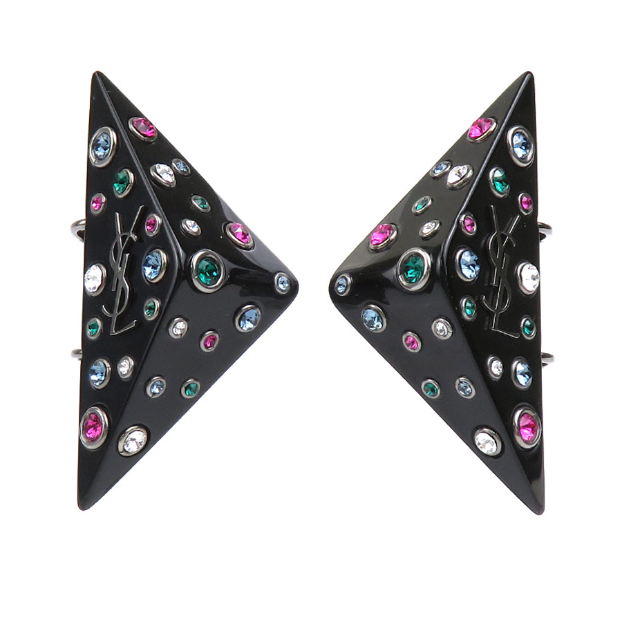 サンローラン SAINT LAURENT イヤリング レジン ブラック×マルチカラー レディース r10549a