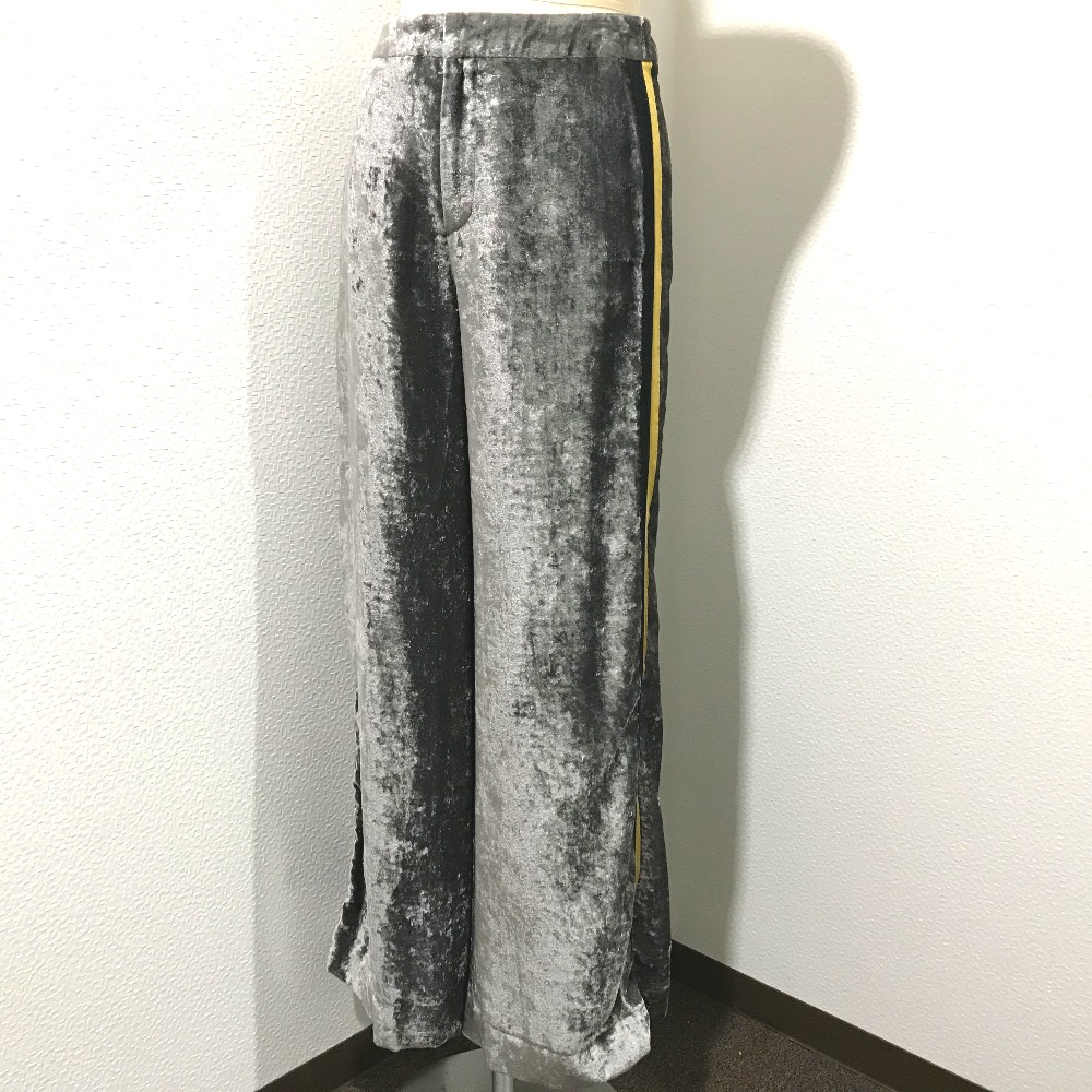 IRENE アイレネ パンツ 19S88002 ラインベルベット ストライプ ロングパンツ 長ズボン ポリエステル グレー系