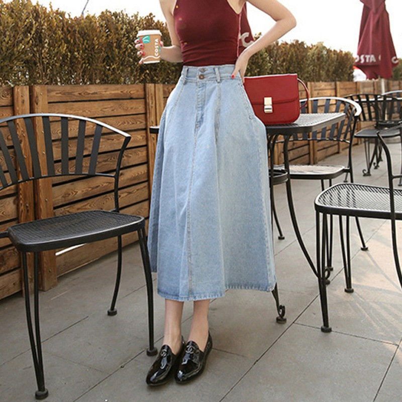 デニムフレアスカート スカート ボトムス フレアスカート デニムスカート ミモレ ミモレ丈 フレア Aライン ハイウエスト デニム かわいい 大人可愛い きれいめ シンプル カジュアル 大人 上品
