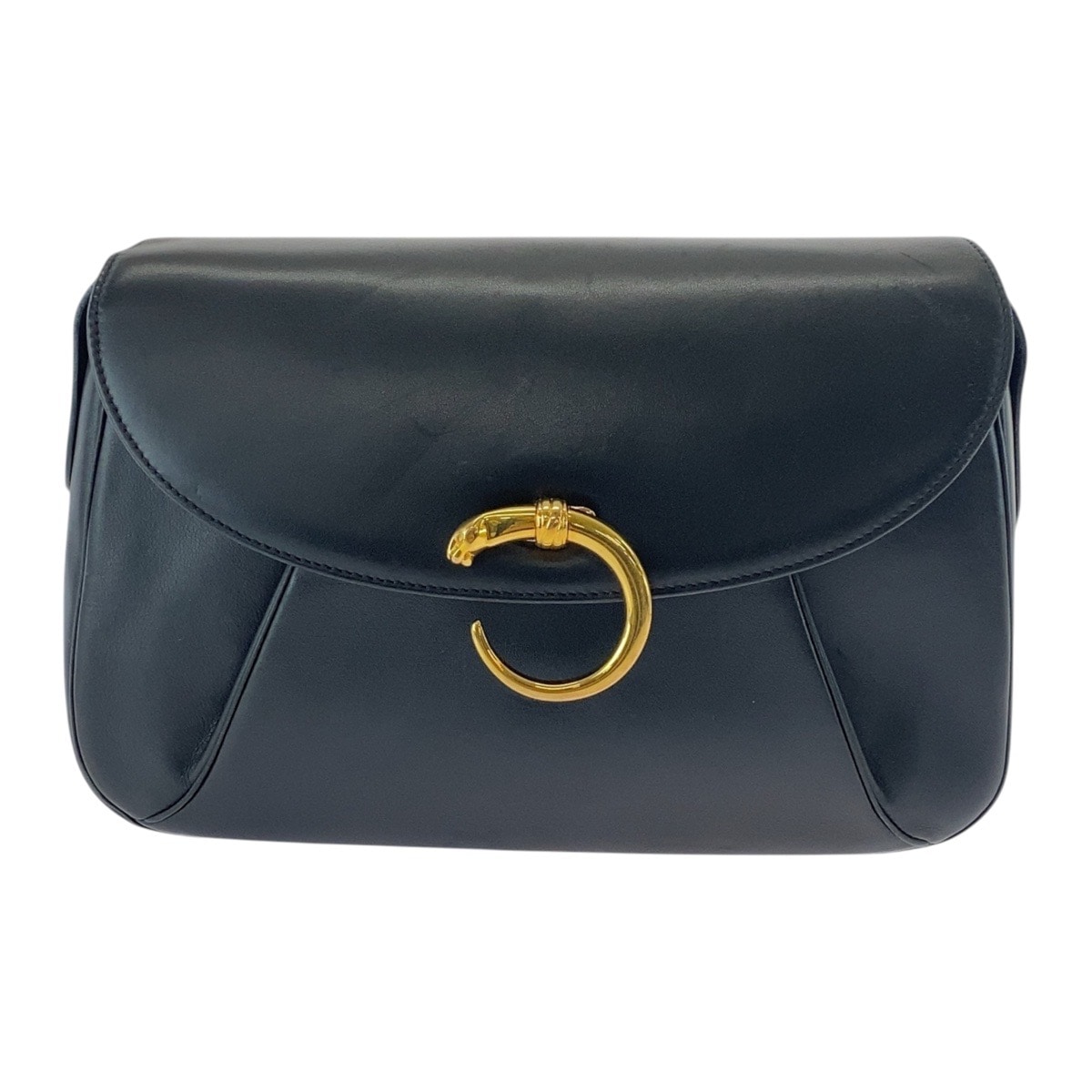 美品 パンテール ブラック 黒 ゴールド金具 レザー 斜め掛け ショルダーバッグ レディース 502157