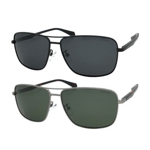 偏光サングラス PLD2119/G/S col.6LBUC/807M9 61mm ダブルブリッジ レクタングル 偏光レンズ POLARIZED 紫外線 UVカット 2color