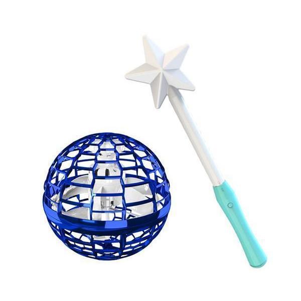 【2点購入で150OFF】『今だけ！クーポンご利用激安』空飛ぶボール FLYNOVA PRO ミニドローン スピナー 光るボール フライングボール 飛行 浮遊 ドローン おもちゃ ブルー ((S
