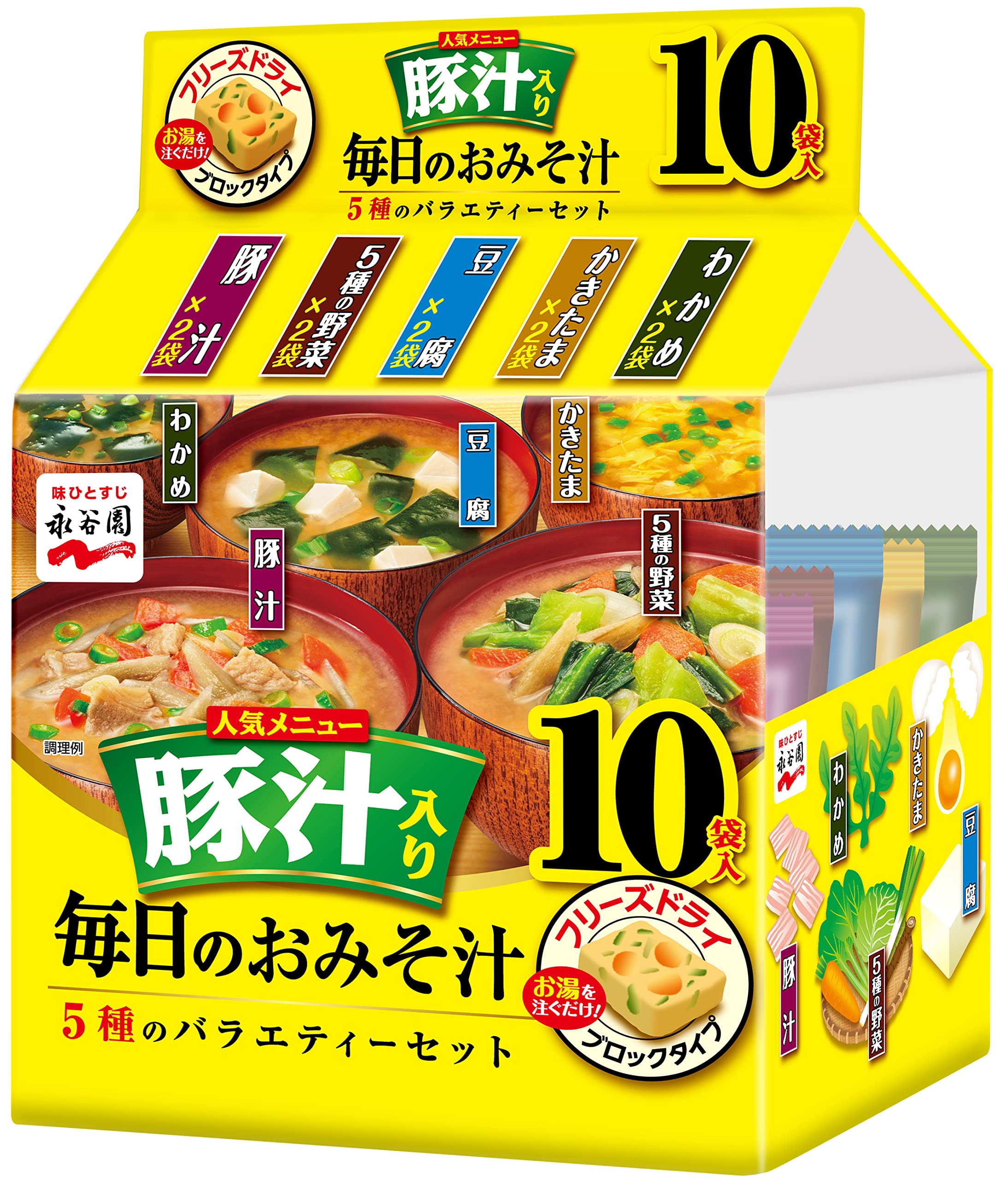 永谷園 毎日のおみそ汁 豚汁入り 5種のバラエティーセット 10食入 ×4個