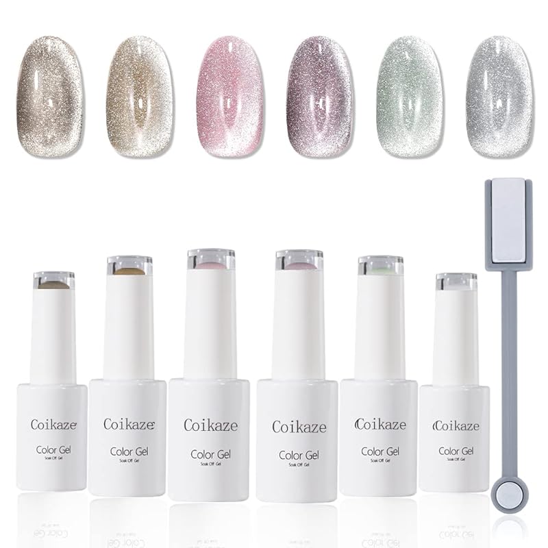 マグネットジェル マグネットネイル ジェルネイル Coikaze フラッシュネイル キャッツアイジェル 6色セット 磁石付き カラージェル 猫目 キャツアイ UVLED対応