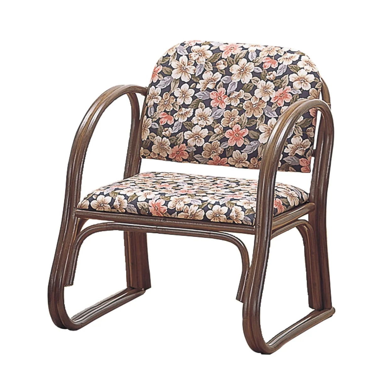 籐 座椅子 手すり付 ミドルタイプ 座面高35cm 正座椅子 ラタンチェア ラタン製 椅子 籐製座椅子 チェア パーソナルチェア 和モダン 和 アジアン 肘掛け付き