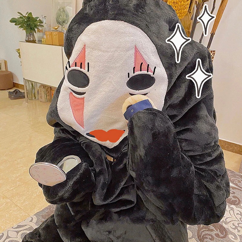 千と千尋の神隠し　カオナシ　着る毛布　フランネル　ブランケット ハロウィンコスプレ