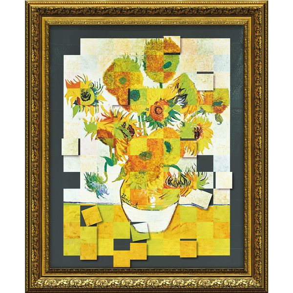 ユーパワー 名画モザイクアート Gel加工 アートフレーム Mサイズ ゴッホ「ひまわり」