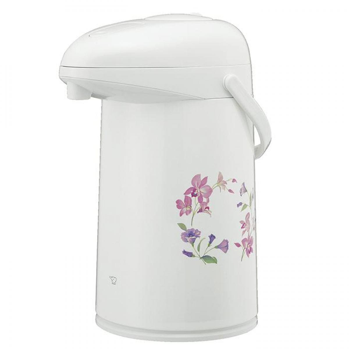 象印 押すだけポット ガラス 3L リースフラワー AB-RC30-FW まほうびん 真空断熱 省エネ 保温 保冷 らくらく給湯 傾斜湯もれ防止 マホービン