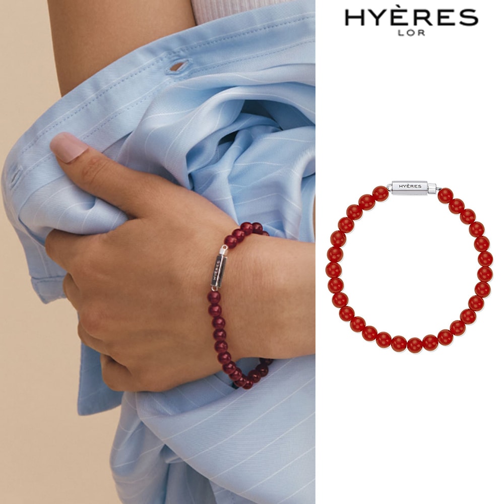 [HYERES LOR] H edition BR(W) Ball Red Jade Beads Bracelet