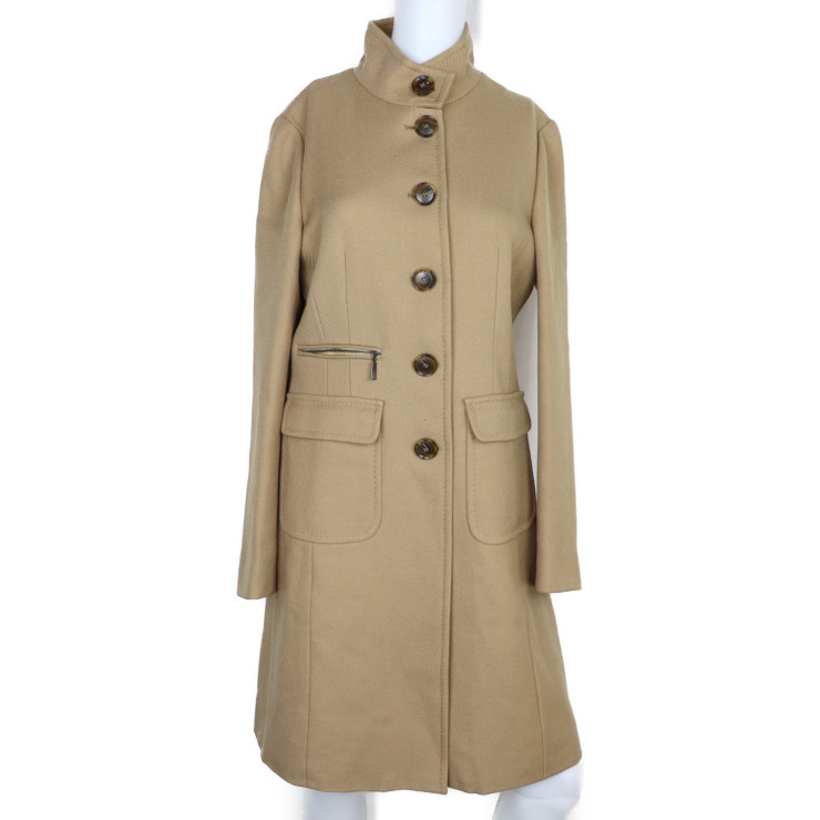 MONCLER モンクレール ステンカラーコート 49313-80 ロングコート 表記サイズ 1 ウール キャメル ハイマオカラー アウター 本物保証 中古