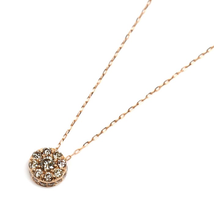 K18PG ピンクゴールド ネックレス ダイヤモンド0.30ct 1.0g -45cm フリーチェーン レディース 中古