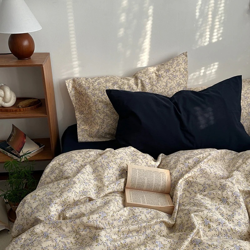 白黒スタイル純綿4点セット掛け布団カバーシーツボックスシーツ寝具3点セット