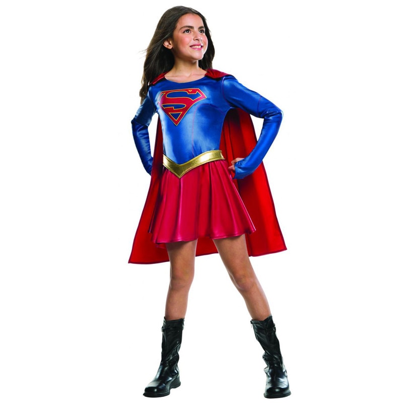 コスプレ 仮装 スーパーガール TVシリーズ 子供用 M 【 コスプレ 衣装 ハロウィン 仮装 コスチューム 子供 子ども用 アメコミ スーパーマン パーティーグッズ 正規ライセンス品 DCコミック