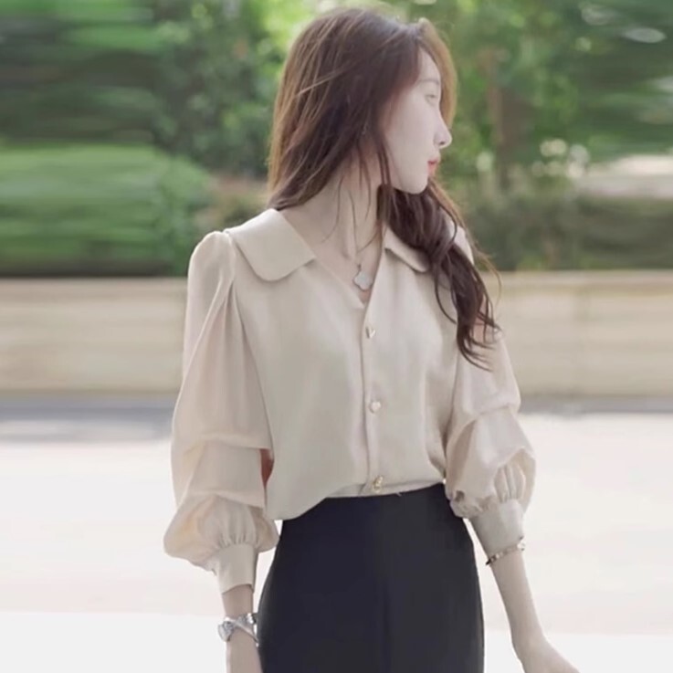 トップス シャツ ブラウス 袖あり Vネック シフォン かわいい 大人可愛い きれいめ シンプル カジュアル 大人 上品 おしゃれ お洒落 かっこいい レトロ 大人女子 こなれ感 ラフ ラブリー