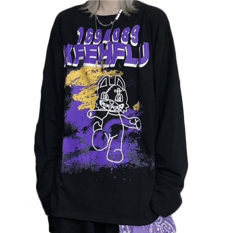 病みかわいい 長袖シャツ レディース メンズ メンヘラ 服 地雷系 原宿系 暗黒系 量産型 黒 白 トップス