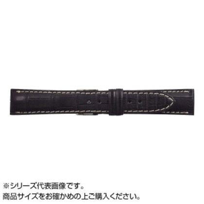 MIMOSA(ミモザ) 時計バンド クロコマット 19mm ブラック/ホワイトステッチ (美錠:銀) WRM-AW19