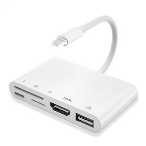 IPhone ipadからtv デュアルUSB otgアダプター マイクアダプター 充電付きライブストリーミング用のライトニングアダプター HDMI SD TF USB CHG