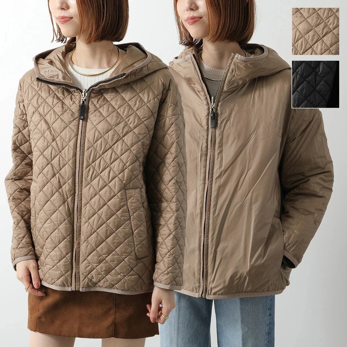 Max Mara The Cube マックスマーラ ザ・キューブ 中綿ジャケット LEO レオ レディース リバーシブル テクニカル キャンバス キルティング フード