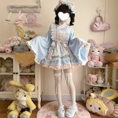 二次元 かわいい オリジナルデザインナースLolita和風メイドワンピース夏