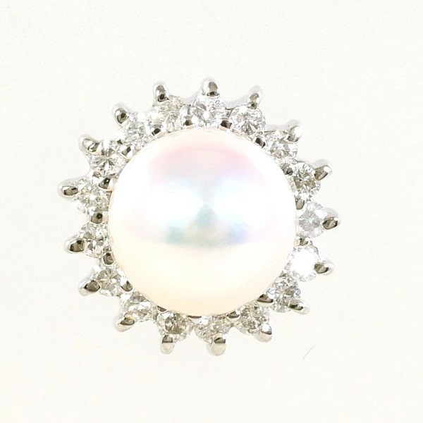 PT900 プラチナ ピアス(片耳) パール(真珠) ダイヤ 0.12 中古