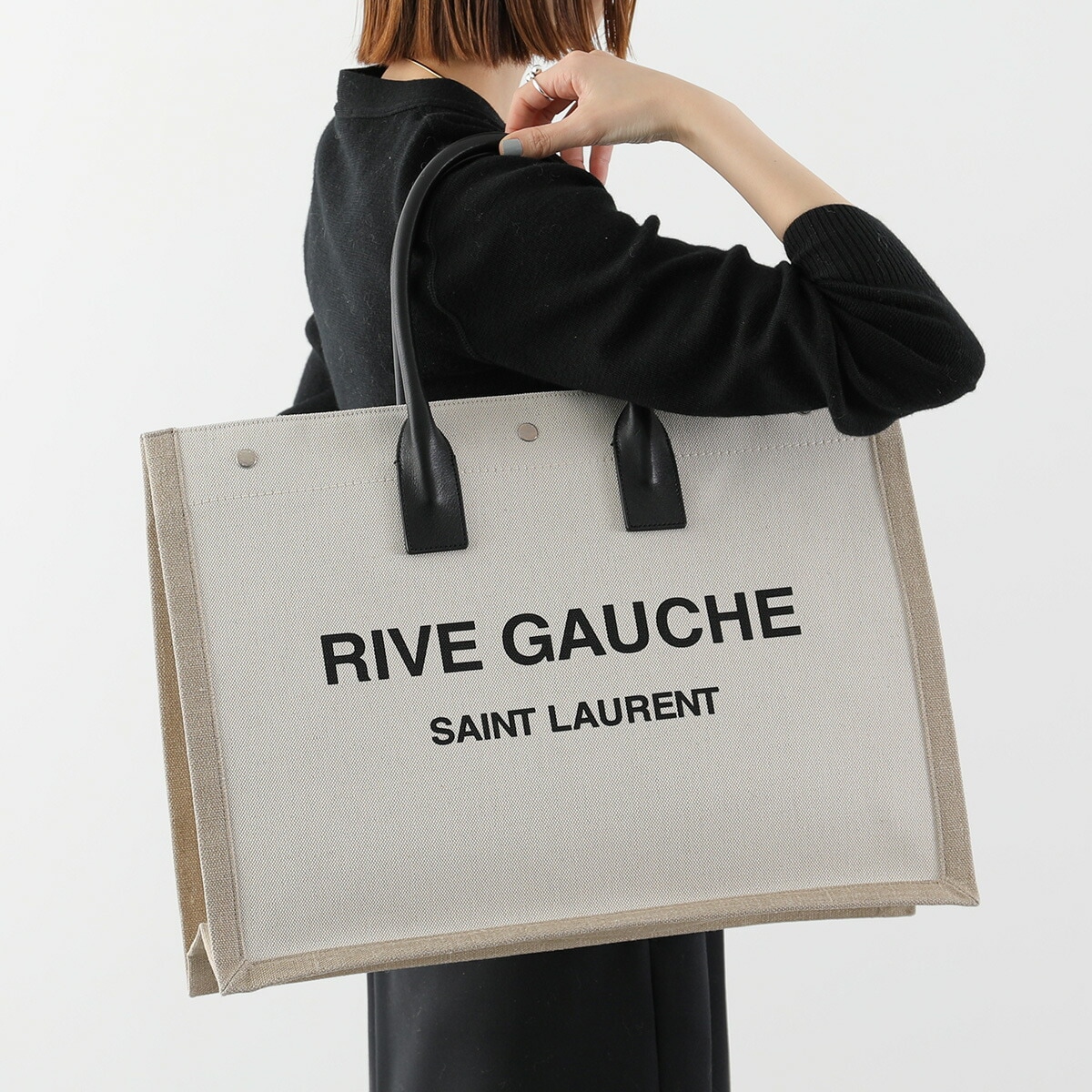 SAINT LAURENT サンローラン トートバッグ 509415 FAAVU レディース メンズ ロゴ リネン コットン 鞄 9054