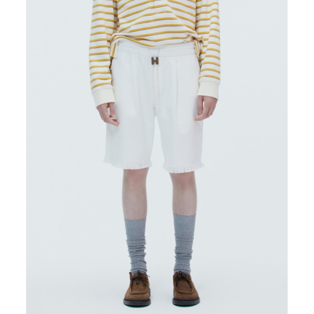 NOHANT オーバーサイズフリンジショーツホワイト
