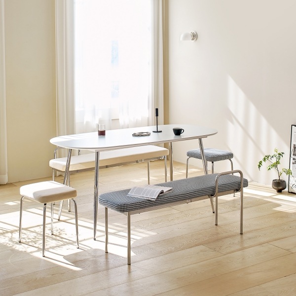 [2色/2 sizes] ダブリンクロムベンチ 取っ手付きベンチ 取っ手脱着可能 シルバー ミッドセンチュリー アンティーク 椅子 チェアー モダン リビングチェア インテリアコーディネート おしゃれ