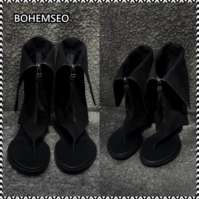 bohemian seoul ECLIPSE LINEN FLIP FLOP BOOTS