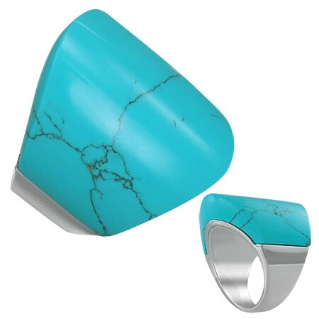 シールドターコイズリング（RBR084）指輪 13号 19号 トルコ石 天然石 12月 誕生石 アジアン エスニック サージカルステンレス316L 男性 女性 プレゼント r0432xxxxxxxx