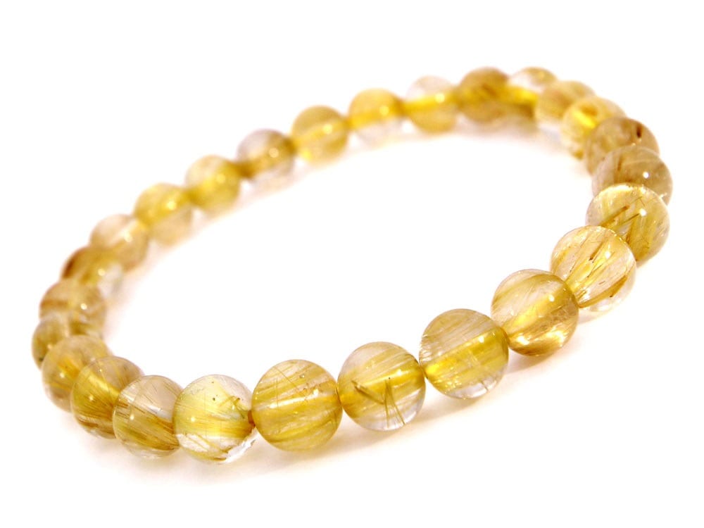 「1点もの 現品」 ラビットヘアー ゴールドルチルクォーツ ルチルクォーツ ブレスレット 7.5mm パワーストーン ブレスレット メンズ レディース 天然石 数珠 アクセサリー メン h926-yj