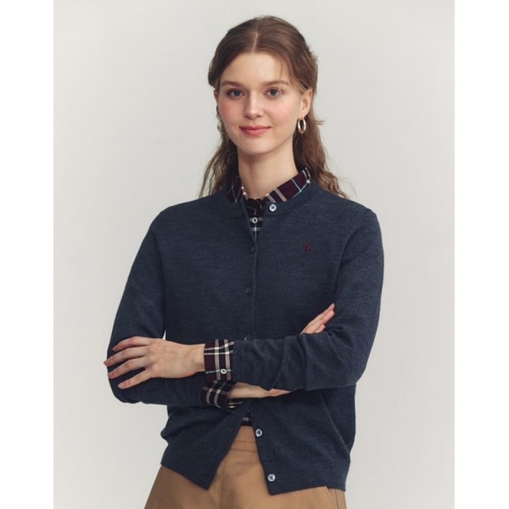 (ヘッジズレディース) 24FW ラウンドネックカーディガンチャコールグレー HSSW4CC75CG