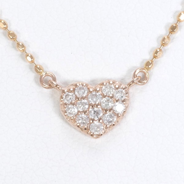 K14PG ネックレス ダイヤ 0.10 総重量約1.3g 約41cm ジュエリー 中古