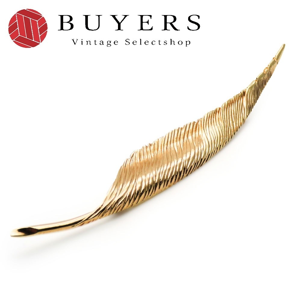 中古 ブローチ メタル ゴールド フェザーモチーフ アクセサリー メッキ レディース 女性
