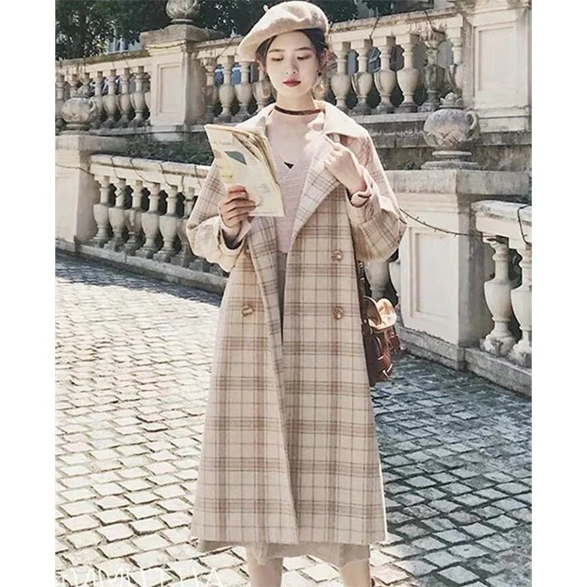 ロングコートレディースチェスターコートチェック柄ラシャウールコート洋服アウターオーバ